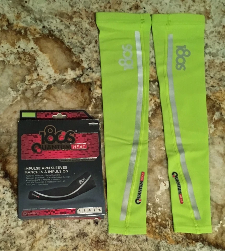 180S Quantum Heat Impulse GREEN Compression Running Arm Sleeves Mens XS S M L - Image 2 of 4