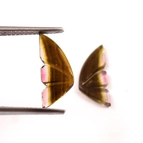 Loose Gemstone Natural Watermelon Tourmaline Hand Carved Butterfly Wings A1110 - Picture 3 of 3