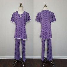 1960s Purple Pants and Top Woven Set 2D