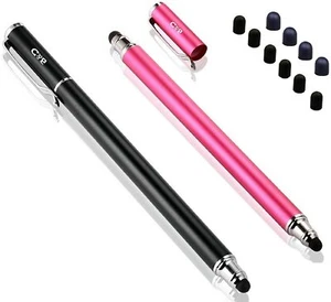 (2 Pcs) [0.18-inch petite pointe Series] 2-in-1 Dépôt de galettes Stylus Noir/Pink