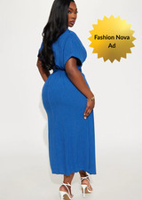 XL Cobalt-Blue Pinstripe Maxi Dress from Fashion Nova - New, Never Worn