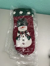 2 Snowman Wine Bottle Cloth Gift Bags Christmas NEW IN PACKAGE