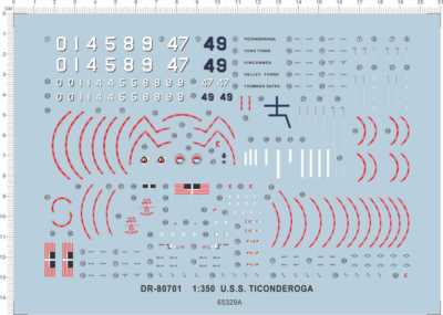Wasserrutsche Aufkleber 1/350 Uss Ticonderoga CG-47 65329A