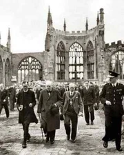 1941 World War 2 WW2 CHURCHILL at Coventry Cathedral Ruins Picture Photo 4x6