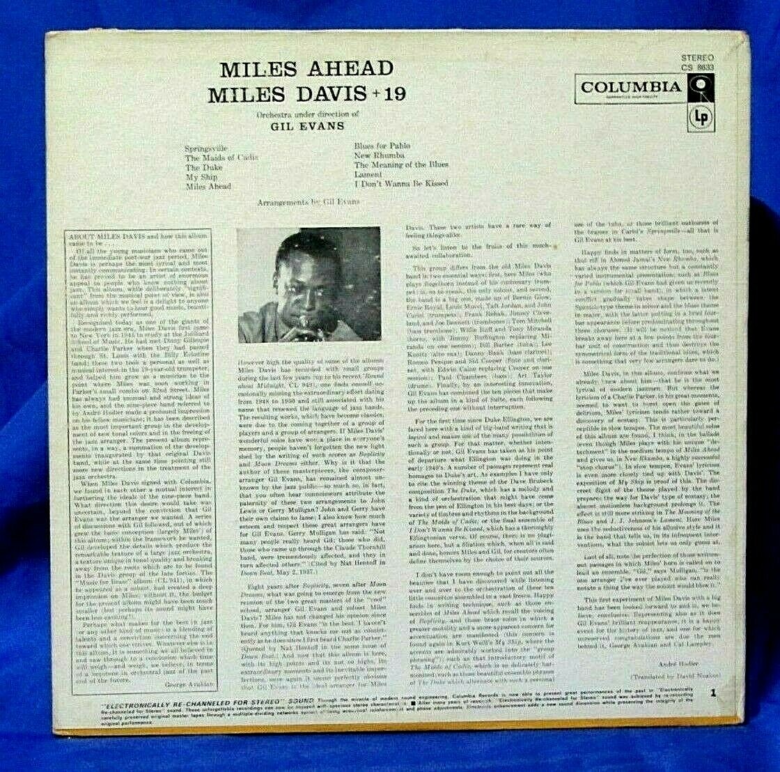 1963 6 Eye Jazz LP: Miles Davis + 19 - Miles Ahead - Columbia CS