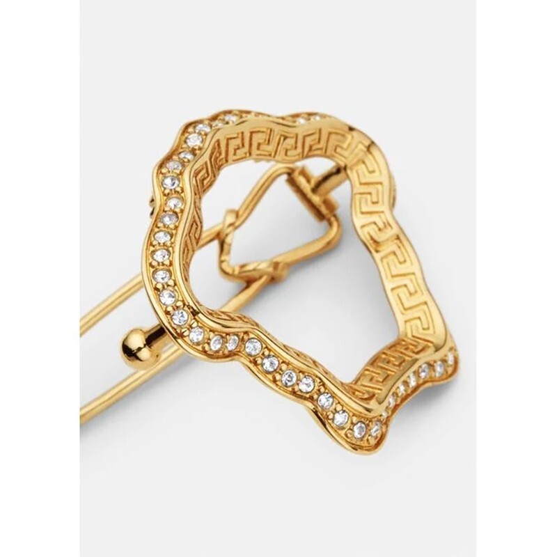 VERSACE★素敵!Gold Tone Brass & CRYSTAL MEDUSA HAIRPIN NEW $290 VERSACE Gold Tone Brass & CRYSTAL MEDUSA LOGO