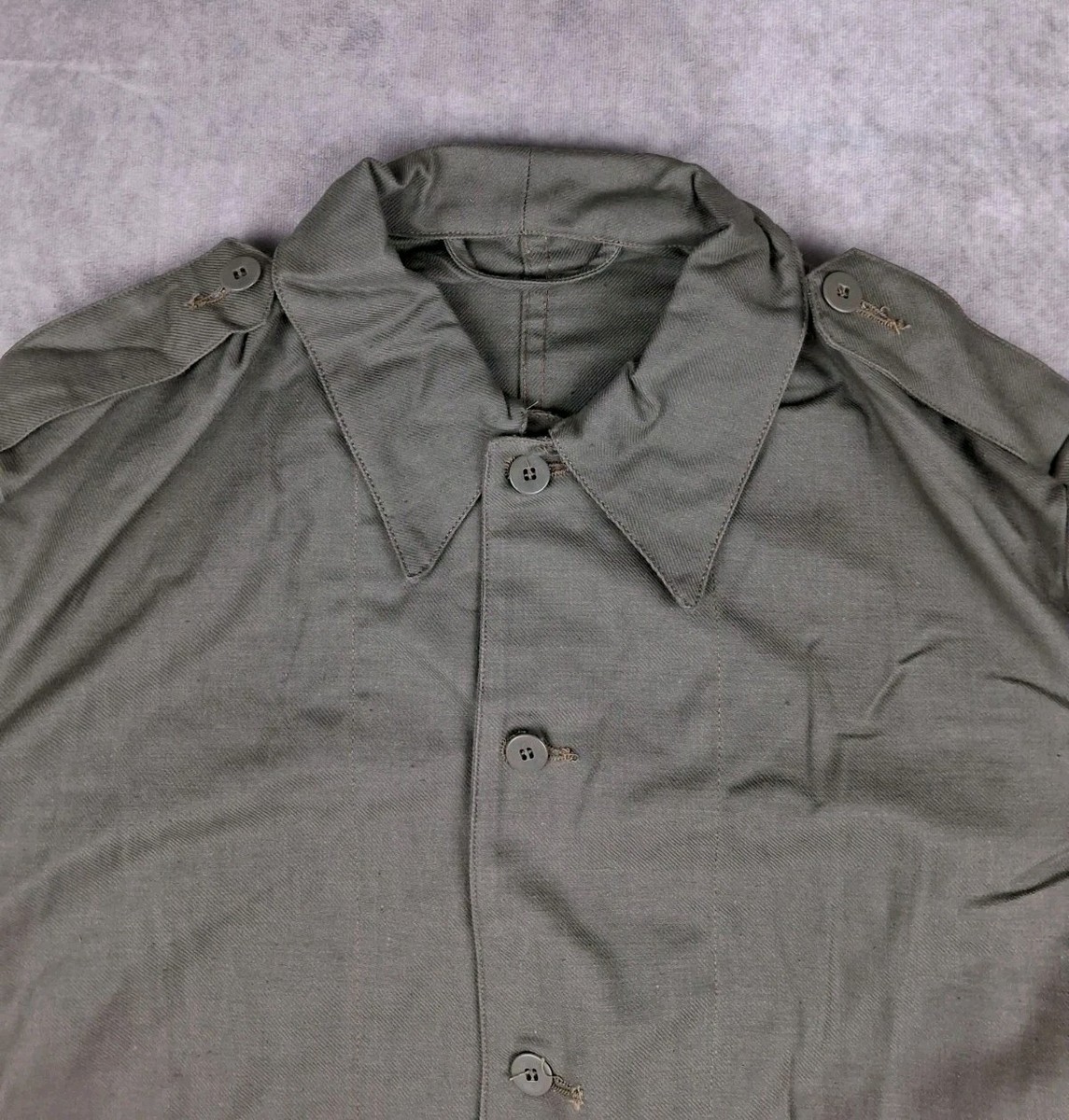 Vintage Swedish Army Field Jacket Gefa 100 Green Canvas Epaulettes