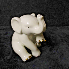 Lenox Elephant Porcelain Figurine Trunk up Bone White 24k Gold Painted V488 PH