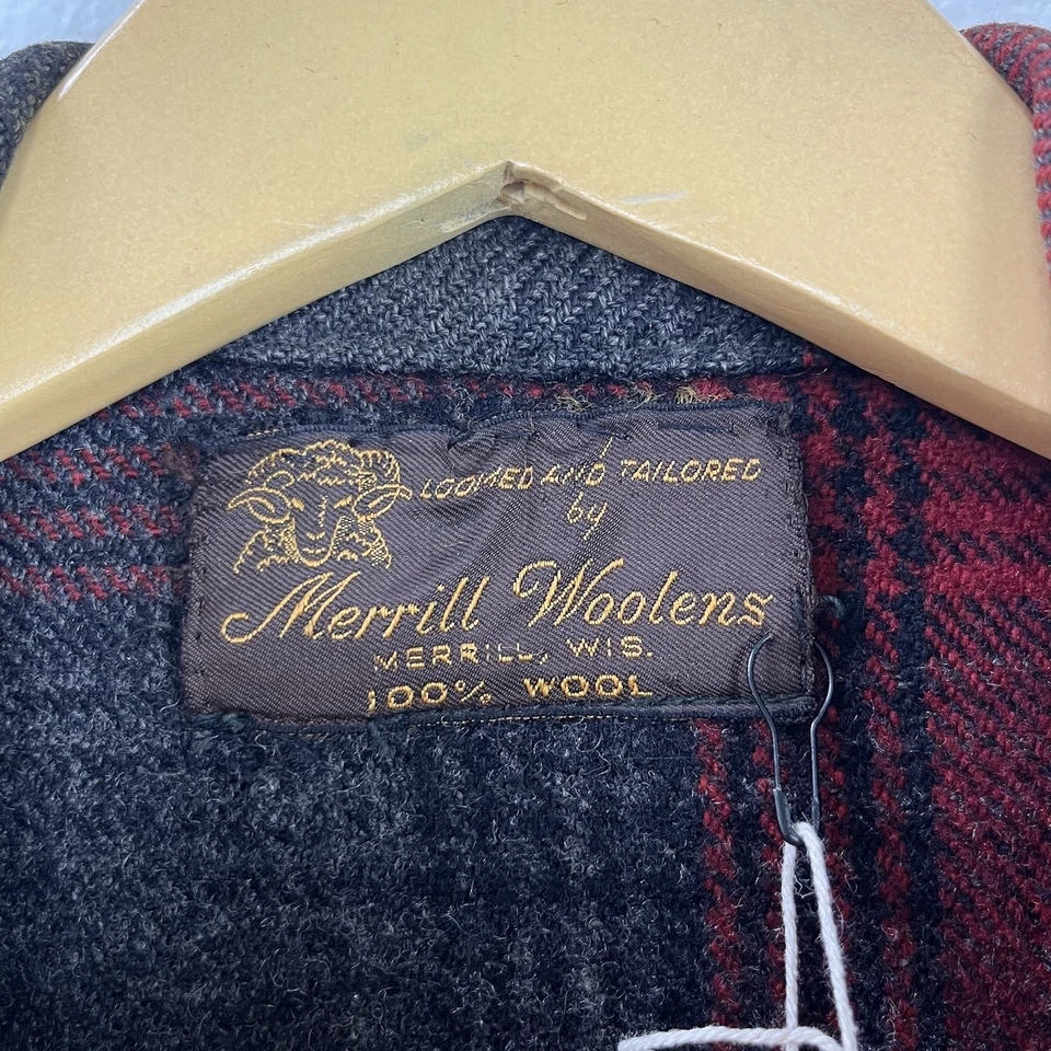 VTG Merrill Jacket Wool Buffalo Plaid Red Black Suit Coat Blazer 1950s - Image 4 of 4