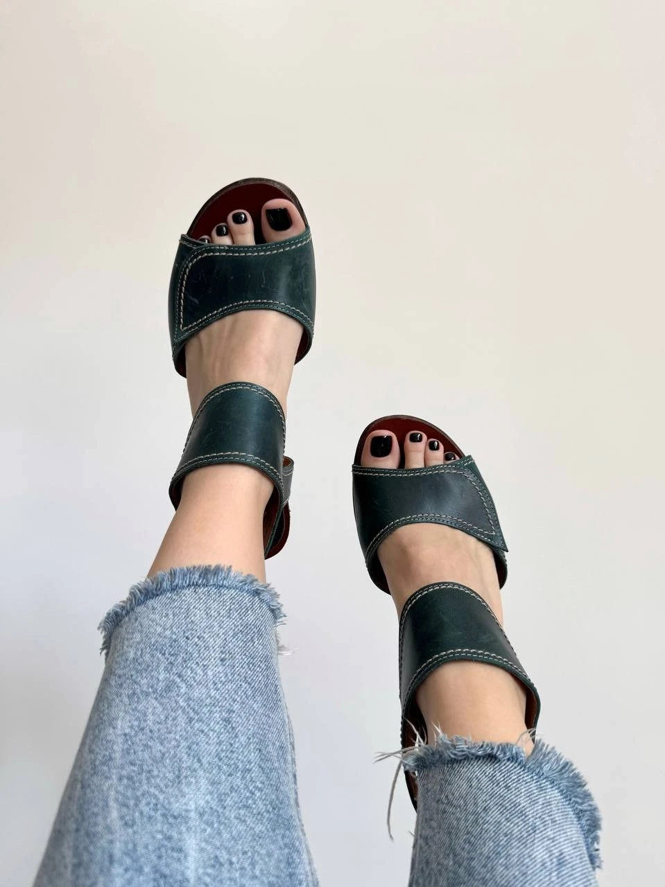 Fly London Green Leather Sandals EU 41 US 10 UK 7.5 Made in Portugal