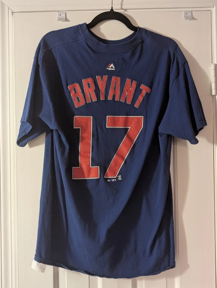 Chicago Cubs Kris Bryant #17 Blue T-Shirt Men’s Large L Majestic MLB Baseball - Image 2 of 3