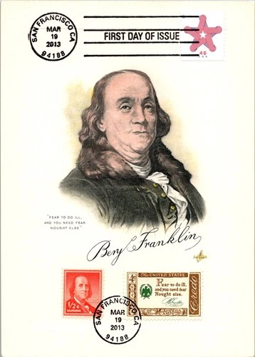 Dr Jim Stamps Maximum Card Patriotic Star 46 Benjamin Credo 4C Combo Fdc