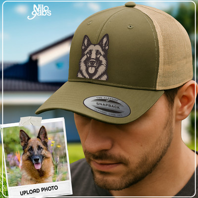 Custom Pet Photo illustration Trucker Hat, Personalized Patch Cap, Handmade, Gif