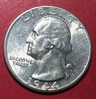 1944 US Washington SILVER Quarter! Philadelphia Mint! Choice AU! WW2! Coin!