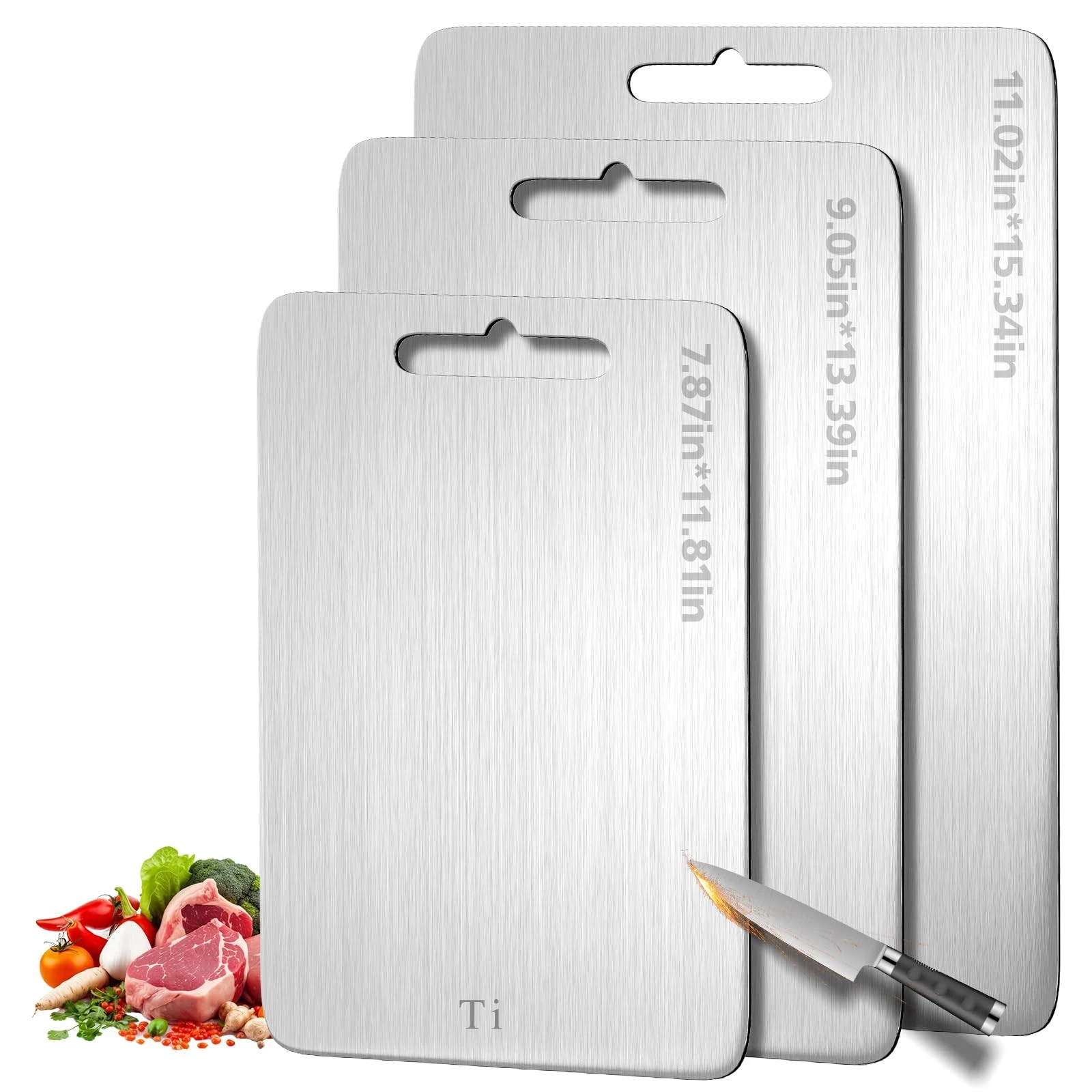 100% Pure Titanium Cutting Boards for Kitchen, Cutting Board Double Sided Foo...