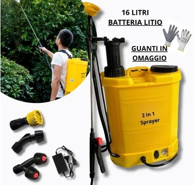 POMPA A SPALLA ZAINO IRRORATRICE A BATTERIA LT.16 10AH LITIO AUTONOMIA 9H+4 ACC - Bild 1 von 4