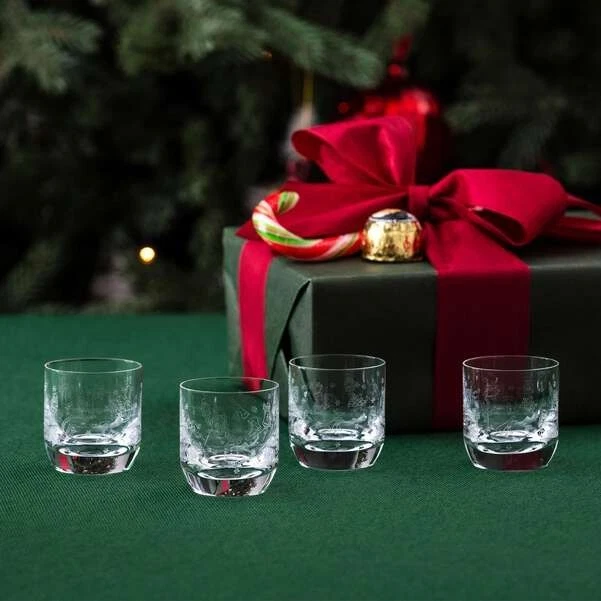 4 Bicchieri Bicchierini Amaro Shot Cristallo Villeroy e Boch Natale Natalizio