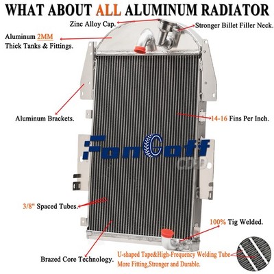 NEW Aluminum 3-Rows Radiator For 1934-1935 Chevy 6CYL Pro 1936 Trucks Pickup MT