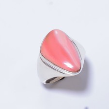 Pink Opal - Australia 925 Sterling Silver Solitaire Handmade Ring s.9 R7635-606