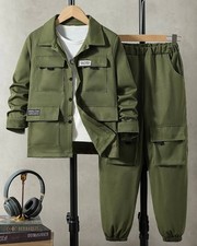 Children's Casual Long Sleeve Pants Set, Regular Fit 12 Years Old And Below