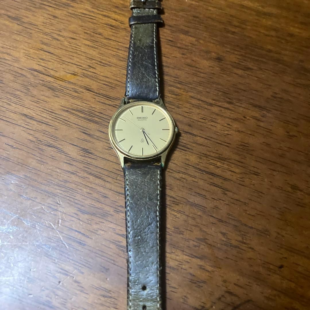 Seiko Quartz Watch Gold Leather Used Tested from Japan