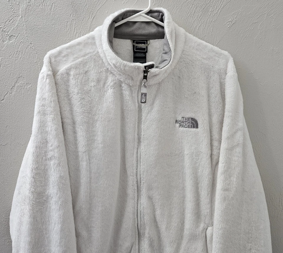 Chaqueta para mujer The North Face blanca con cremallera completa talla XXL plateada con logotipo bordado Foto 2 de 4