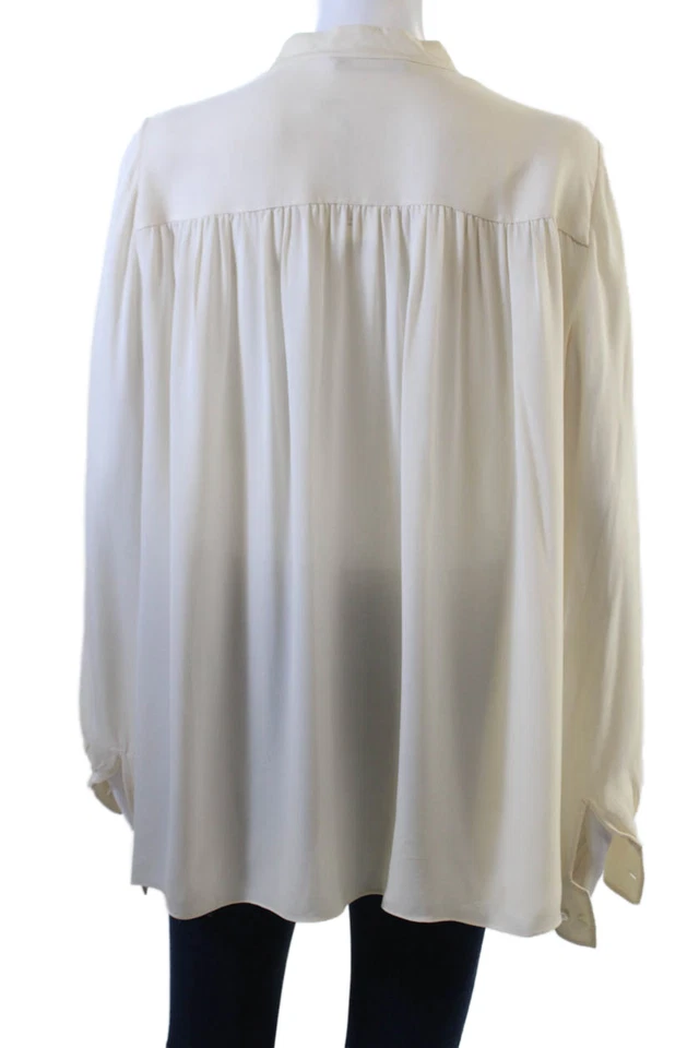 Camisa Tamara Mellon Mujer Seda Transparente Manga Larga Abotonada Crema Talla 8 Foto 3 de 4