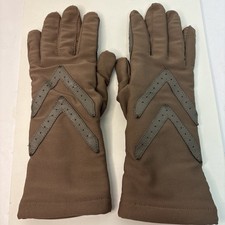 Vintage Isotoner Beige Driving Gloves Lined Nylon Spandex One Size