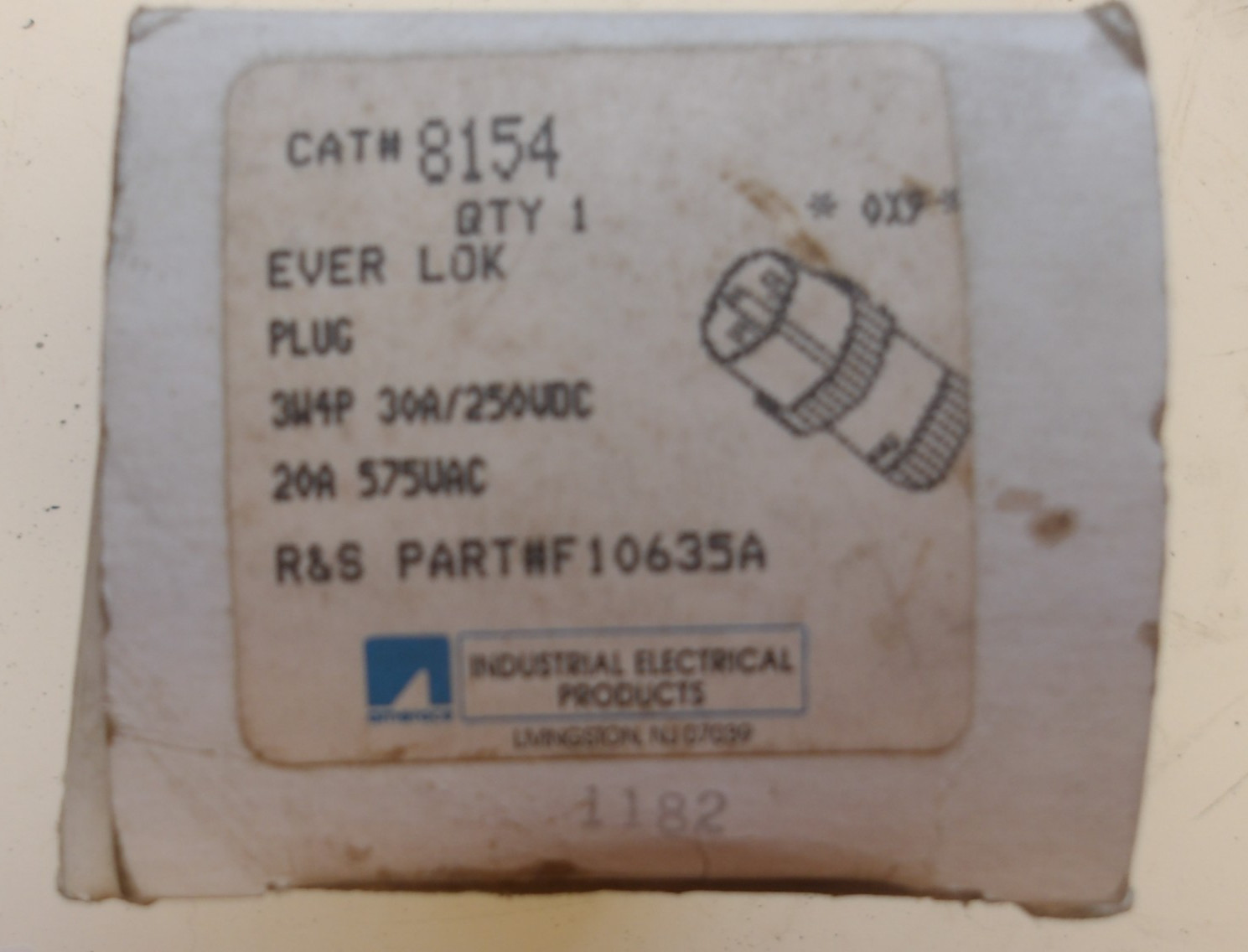 ABB RUSSELLSTOLL PN: 8154 EVER LOK PLUG 3W4P 10635A 20-30AMP 3 POLE 4 WIRE NEW