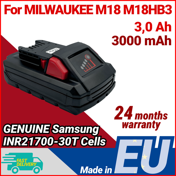 Akku FüR Milwaukee M18 3.0 Ah 3000 Mah Akku 18V - Samsung 21700 Zellen-image