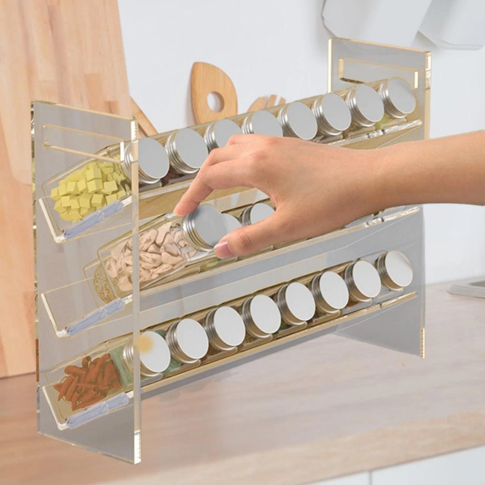 Acrylic Spice Rack Condiment Rack Dessert Shelf Multipurpose Kitchen Storage
Opens in a new window o