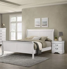 Transitional Style Twin Size 3pc Bed 2x Nightstand White Finish Bedroom Furnitur