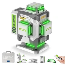 Laser Level 360 Self Leveling, 4x360°Green Cross Line Laser Tool with Remote ...