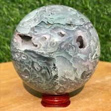 520G Natural Aquatic Agate Geode Ball Crystal Sphere Specimen Energy Healing