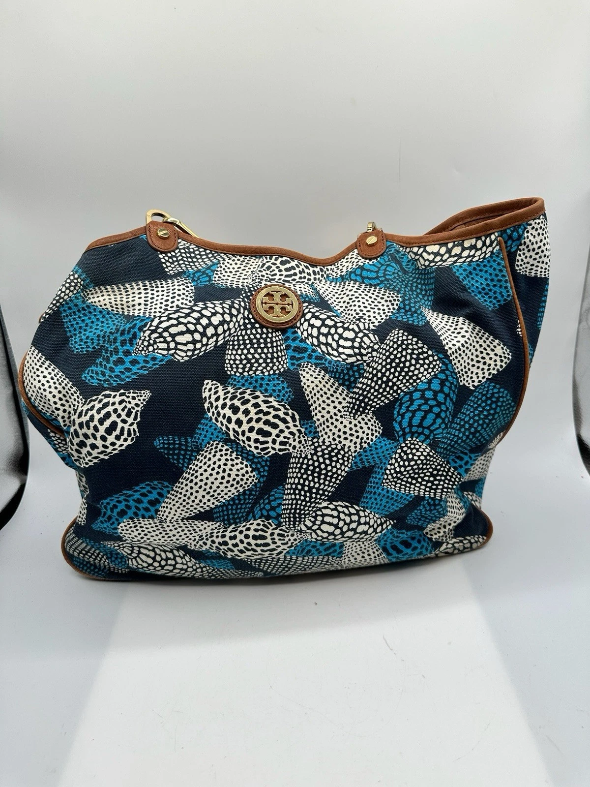 Borsa a tracolla Tory Burch Channing multicolore tela manici corda tote bag