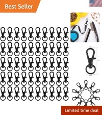 Swivel Clasps Lanyard Snap Hooks 50 Pack Metal Lobster Claw Clips Black