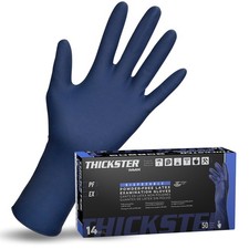 Thickster Powder-Free Exam Grade Latex Disposable Gloves. Size Large. Blue, 1...