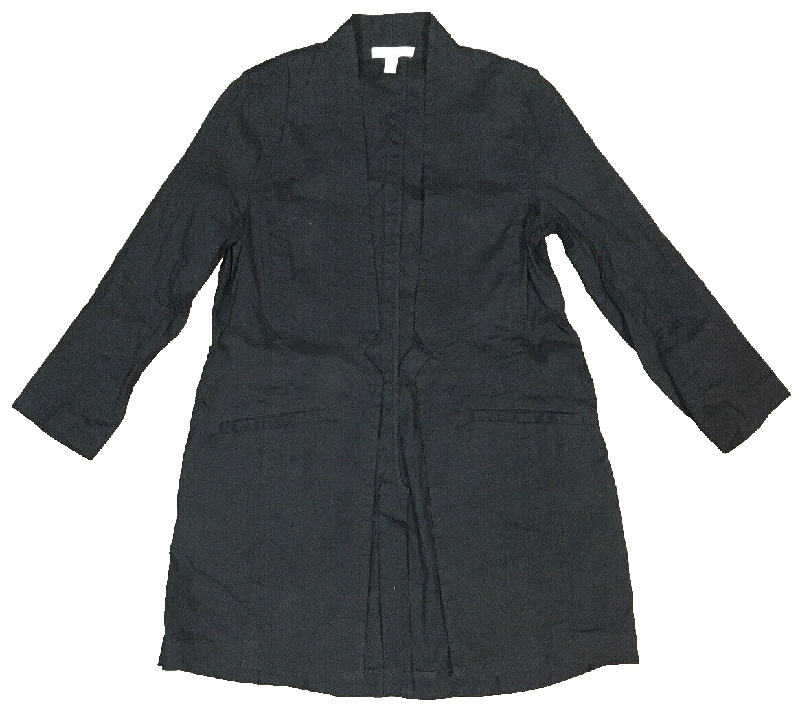 Veste avant ouverte Eileen Fisher melange de lin biologique italien noire S P