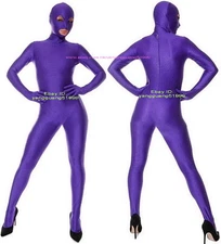Dark Purple Spandex Women Jumpsuit Bodysuit Catsuit Costume Open Eyes/Mouth F713