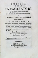 Notizie Degli Intagliatori ... - Luigi De Angelis - Ed. Onorato Porri Siena 1816