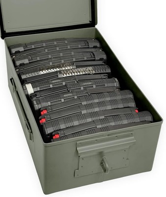 Lockable Metal Storage Box Used Bundeswehr Military Ammo Box – Metal, Lockable, Waterproof, Olive Green, German-Made Ammunition Storage - Foto 2