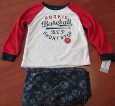 NEW CARTERS CHILDRENS BOYS BASEBALL MVP FLEECE 2-PIECE SLEEPWEAR SET SZ 4