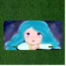 Custom Personalized License Plate Auto Tag With Blue Cartoon Kids Design