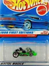 Hot Wheels #651 First Editions 21/40 GO KART Green w/Chrome 5 Sp-Front MW