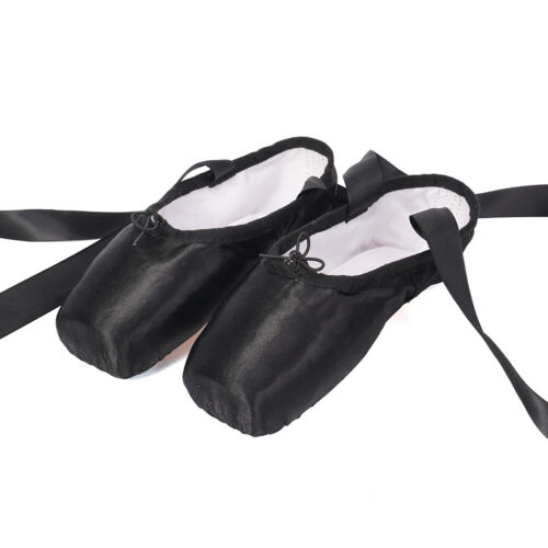 Rosa Profi Spitze Ballett Tanzschuhe Satin mit Zehenpolster schwarz Frauen Männer - Bild 13 von 18