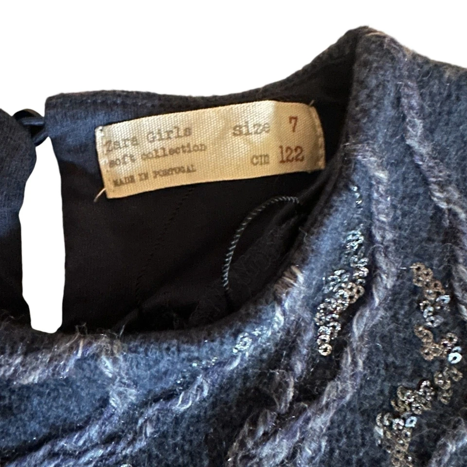 Vestido Zara Niñas Colección Suave Azul Manga Corta Mezcla de Lana Línea A Talla 7 Nuevo sin Etiquetas Foto 3 de 4