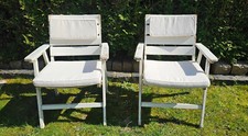 2 x Herlag Gartenstühle,2 Stühle + Polster,Holz massiv Buche,Garten,weiß,Klapp..