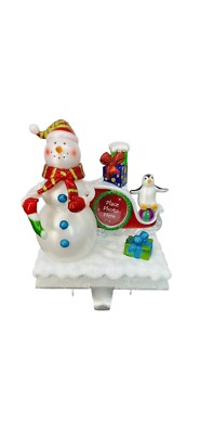 Christmas Stocking Holder Snowman Penguins Color Changing Lights Picture Break