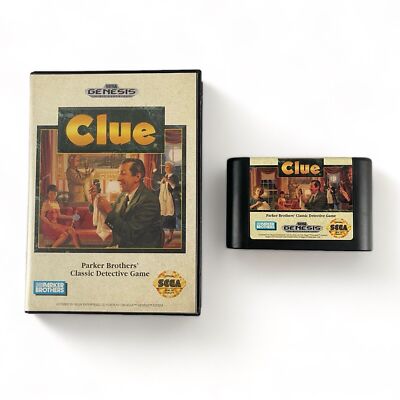 Clue Sega Genesis Parker Bros Video Game VTG 1992 WORKS EX