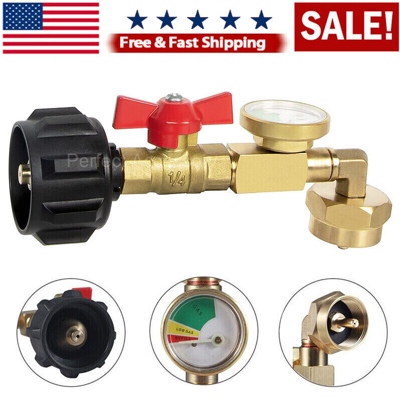 1Lb To 20Lb Tank Propane Refill Adapter With Gauge And ON-Off Control Valve US